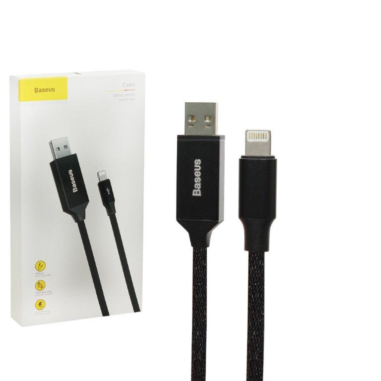 Кабель USB Lightning 5m 2A Artistic striped Baseus черный CALYW-M01