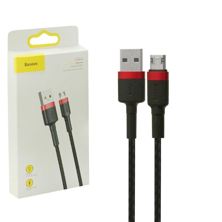 Кабель USB Micro USB 0.5M 3A Cafule Cable Baseus черный с красным