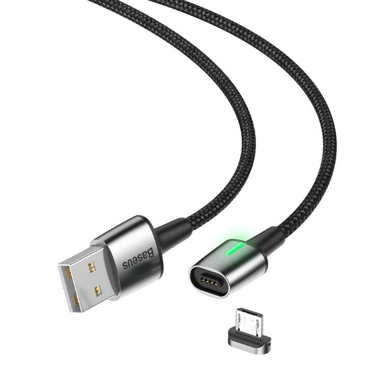 Кабель USB Micro USB 2m 1.5A магнитный Zinc Magnetic Cable Baseus черный CAMXC-B01