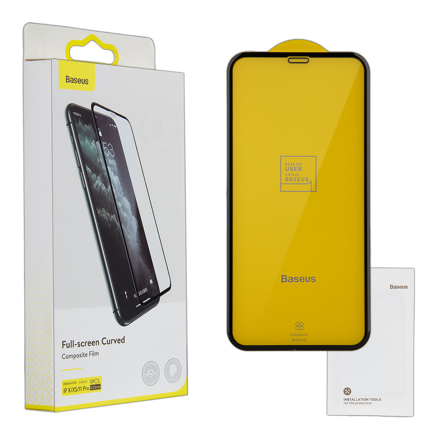 Защитное стекло iPh 11 Pro 0.25mm Full-screen Curved Baseus черное