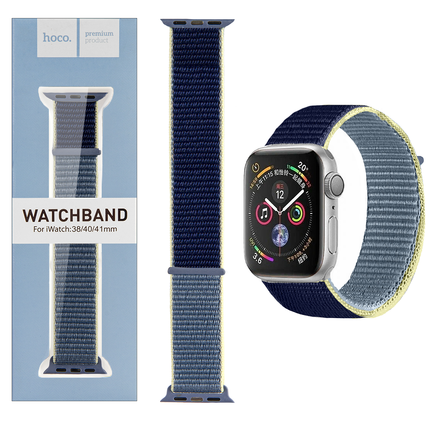 Ремешок для Apl watch 38/40/41mm Watchband WA02 nylon strap ice blue HOCO
