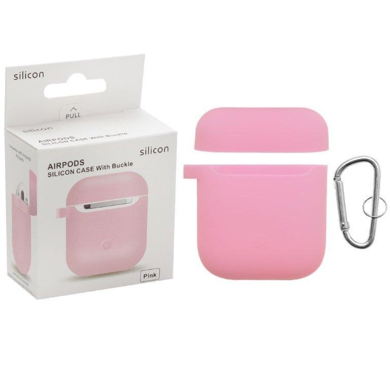Чехол Apods Silicon Case с карабином розовый WS 