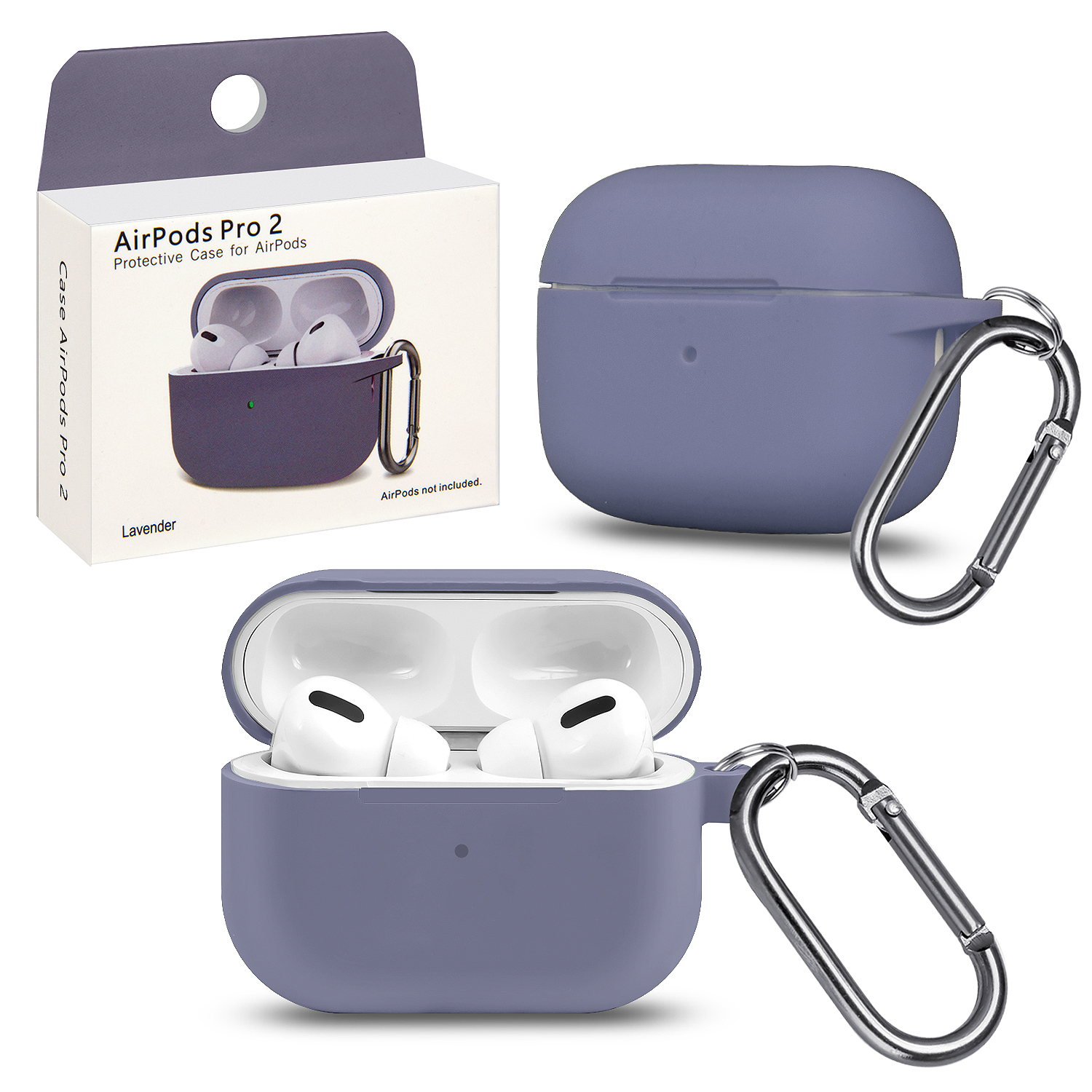 Чехол Apods Pro 2 Lavender с карабином #15