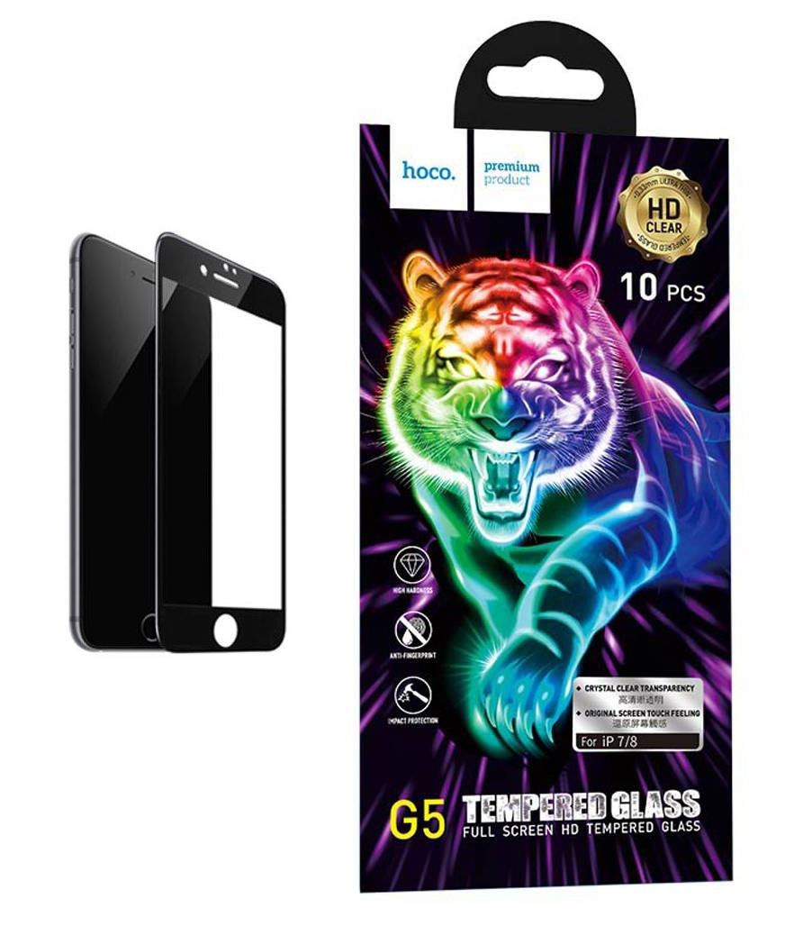 Защитное стекло iPh 7/8 Full Screen G5 black HOCO тонкая рамка