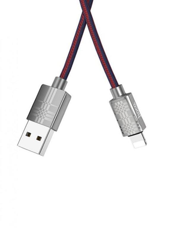 Кабель U61 USB Lightning 1M HOCO синий с красным