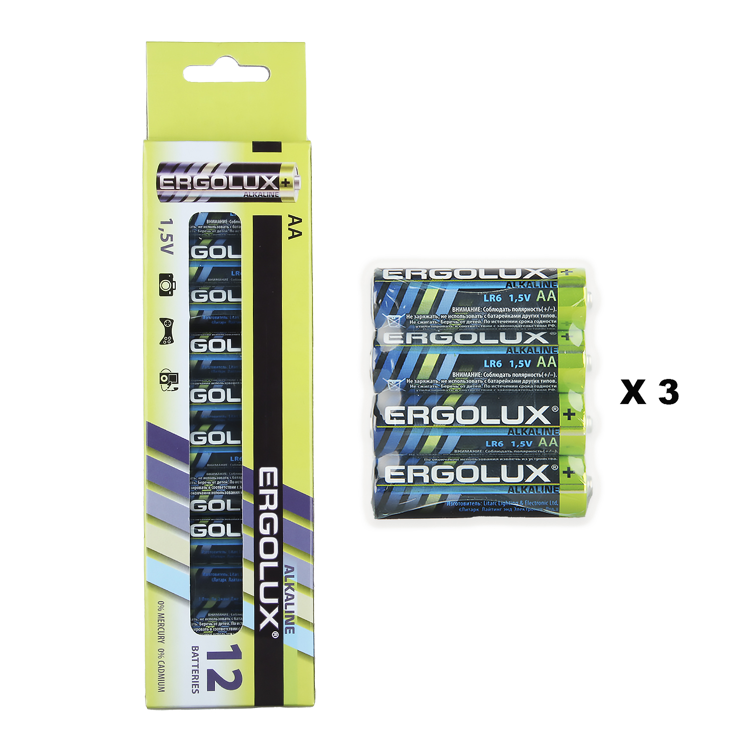 Батарейка Ergolux LR6 AA BL12 Alkaline 1.5V (12/720)