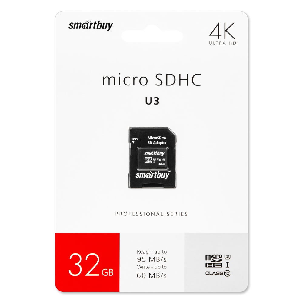 Micro SD 32GB Smart Buy Class 10 PRO U3 R/W:95/60 MB/s