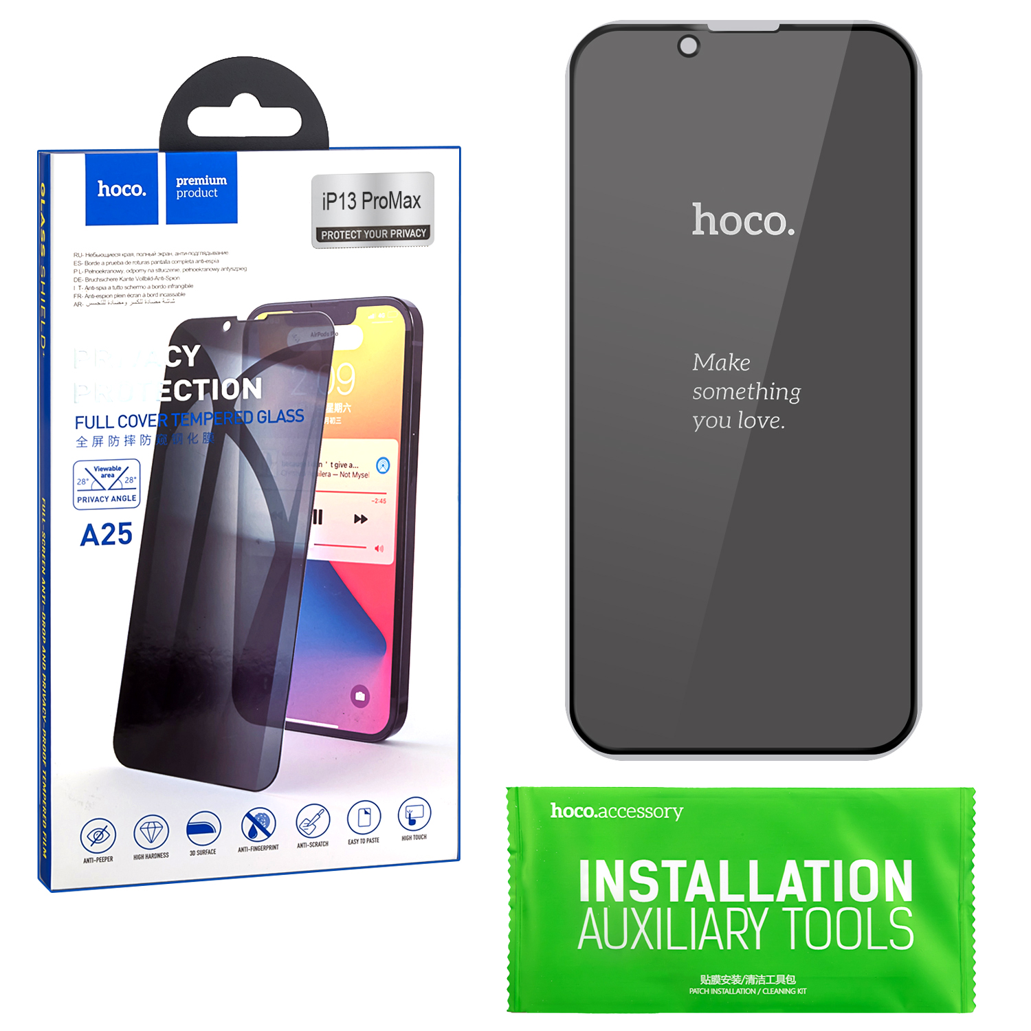Защитное стекло iPh 13 Pro Max/14 Plus (6.7) Protect your privancy A25 HOCO