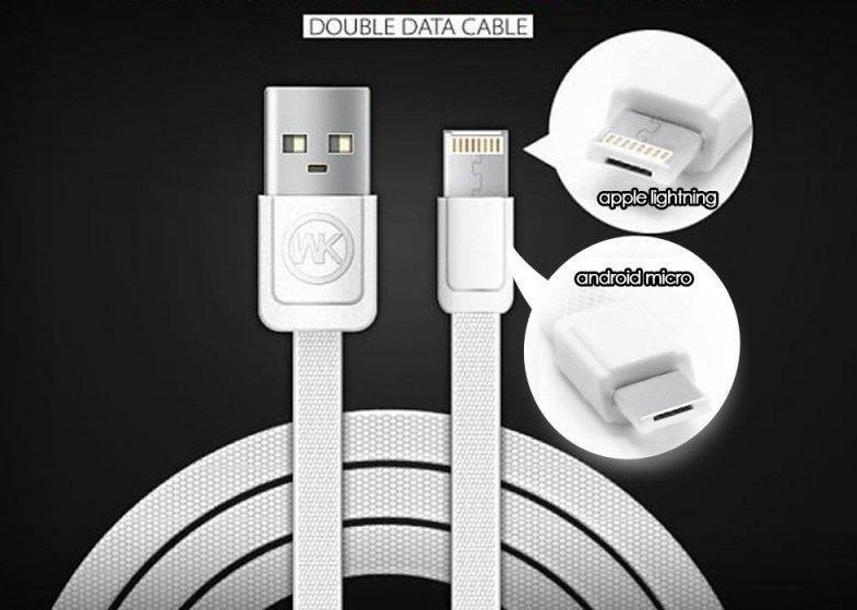 Кабель USB Lightning 1m 2 шт WDC-009 + 16cm WK Design