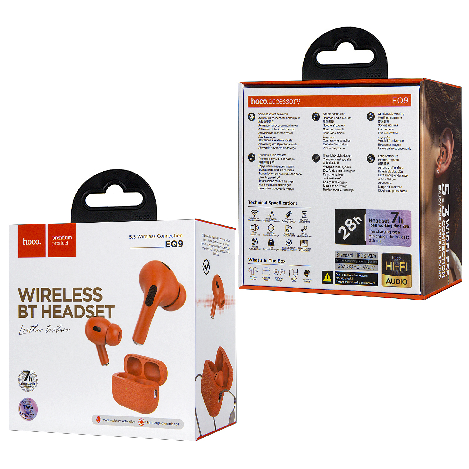 Гарнитура EQ9 Wireless Headset HOCO оранжевая