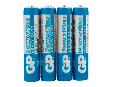 Батарейка солевая GP R03 (AAA) Power Plus 1.5В 4 в п/э (24cebra-2s4)