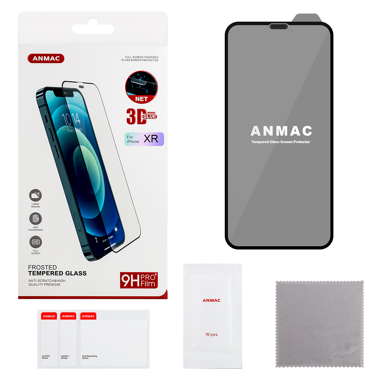Защитное стекло iPh XR ANMAC 3D матовый с сеточкой Арт. 1137235