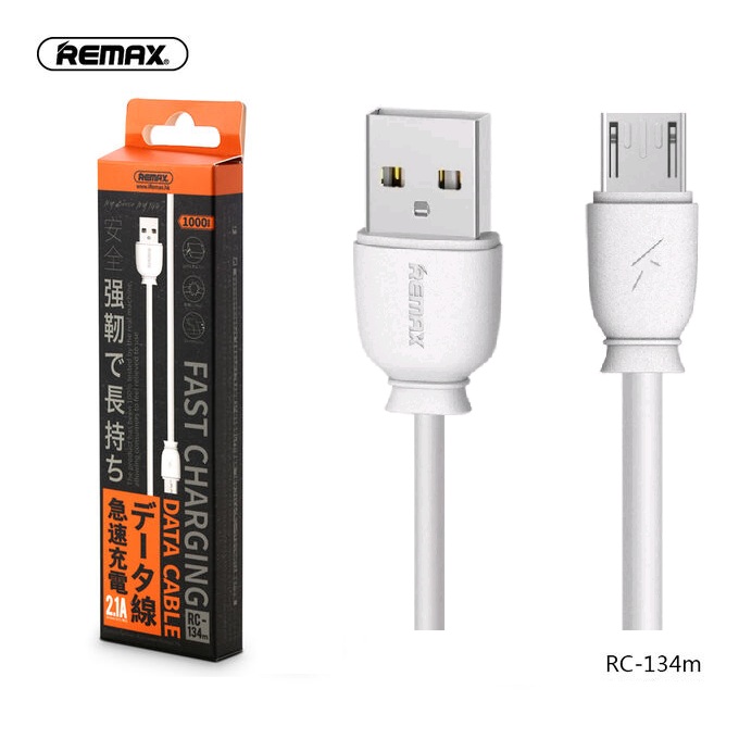 Кабель USB Micro USB 1m RC-134m 2.1A REMAX белый