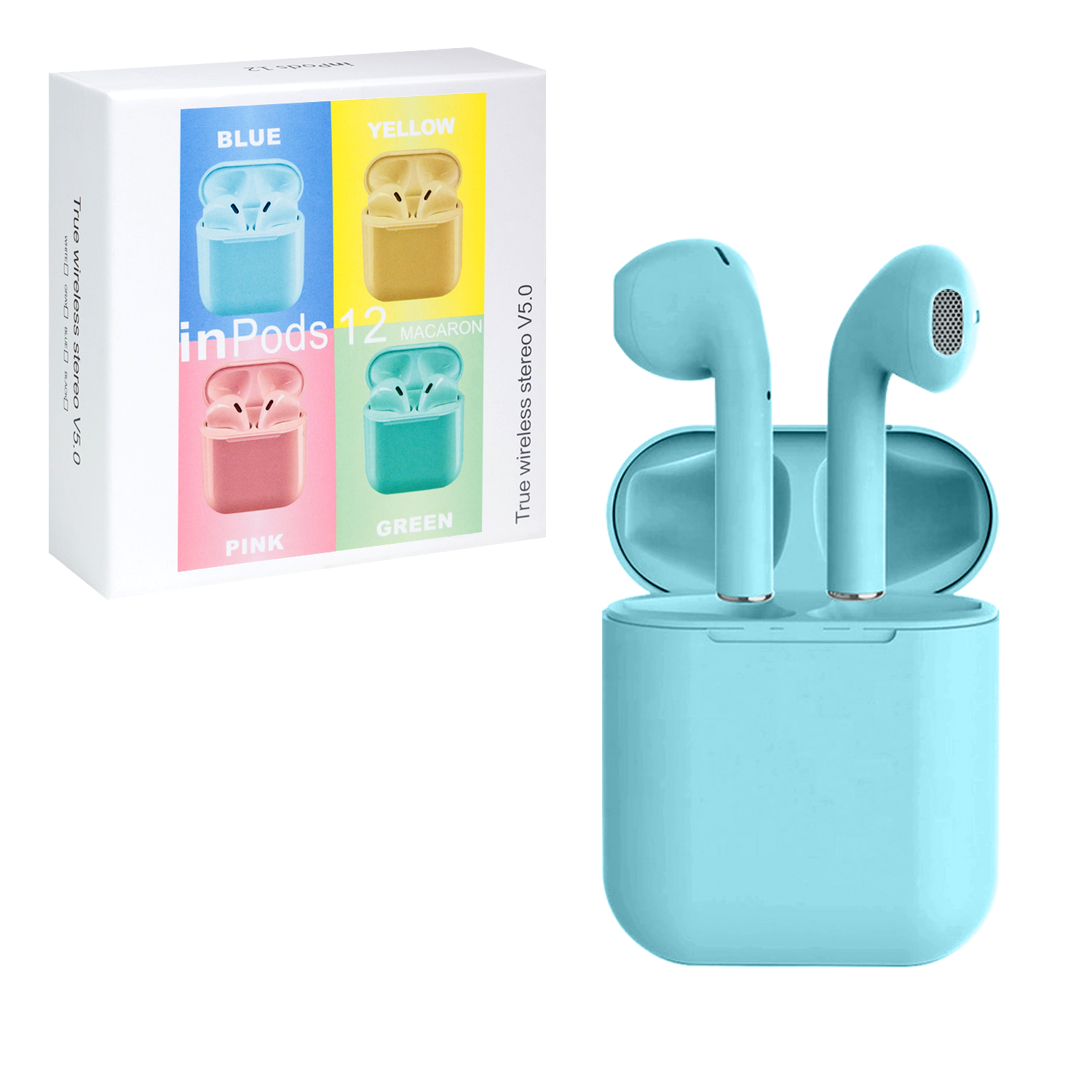 Гарнитура Bluetooth 12 Inpods Macaron голубой 