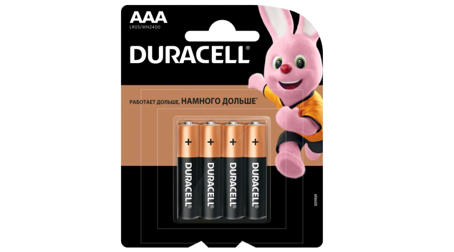 Батарейка Duracell Basic LR03 AAA BL4 Alkaline 1.5V CN (4/48/192/29184)