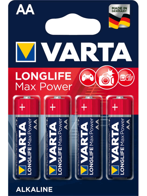 Батарейка Varta LONGLIFE MAX POWER (MAX TECH) LR6 AA BL4 Alkaline 1.5V (4706) (4/80/400)