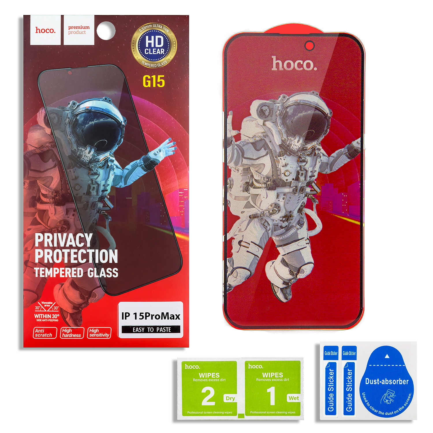 Защитное стекло iPh 15 Pro Max Hoco G15 Privacy