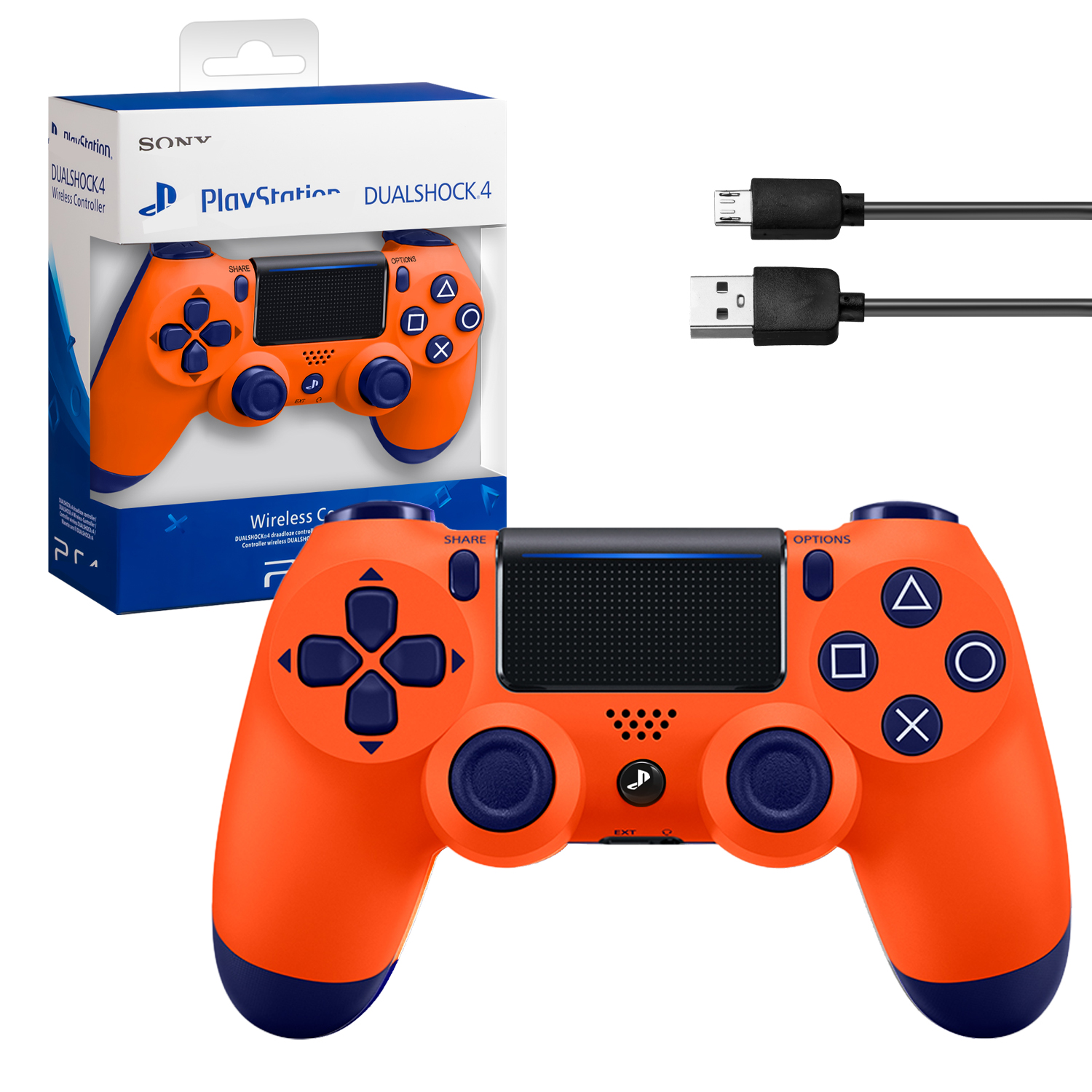 Джойстик PS4 DualShock беспроводной A оранжевый (logo)