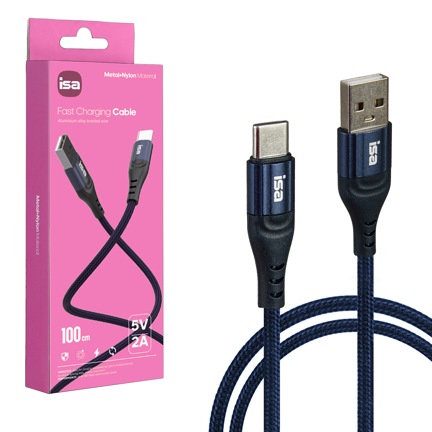 Кабель USB Type-C 1m 5V 2A BX-2 ISA темно-синий