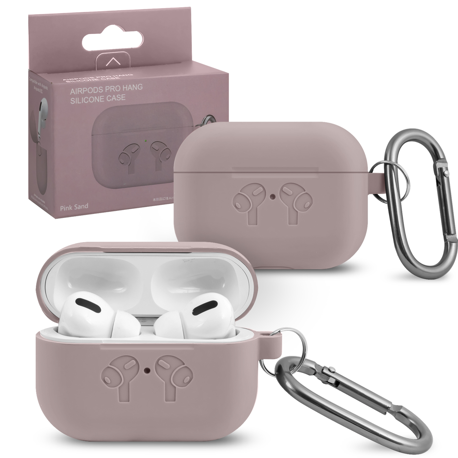 Чехол APods Pro Hang Silicon Сase с карабином   HF  pink sand