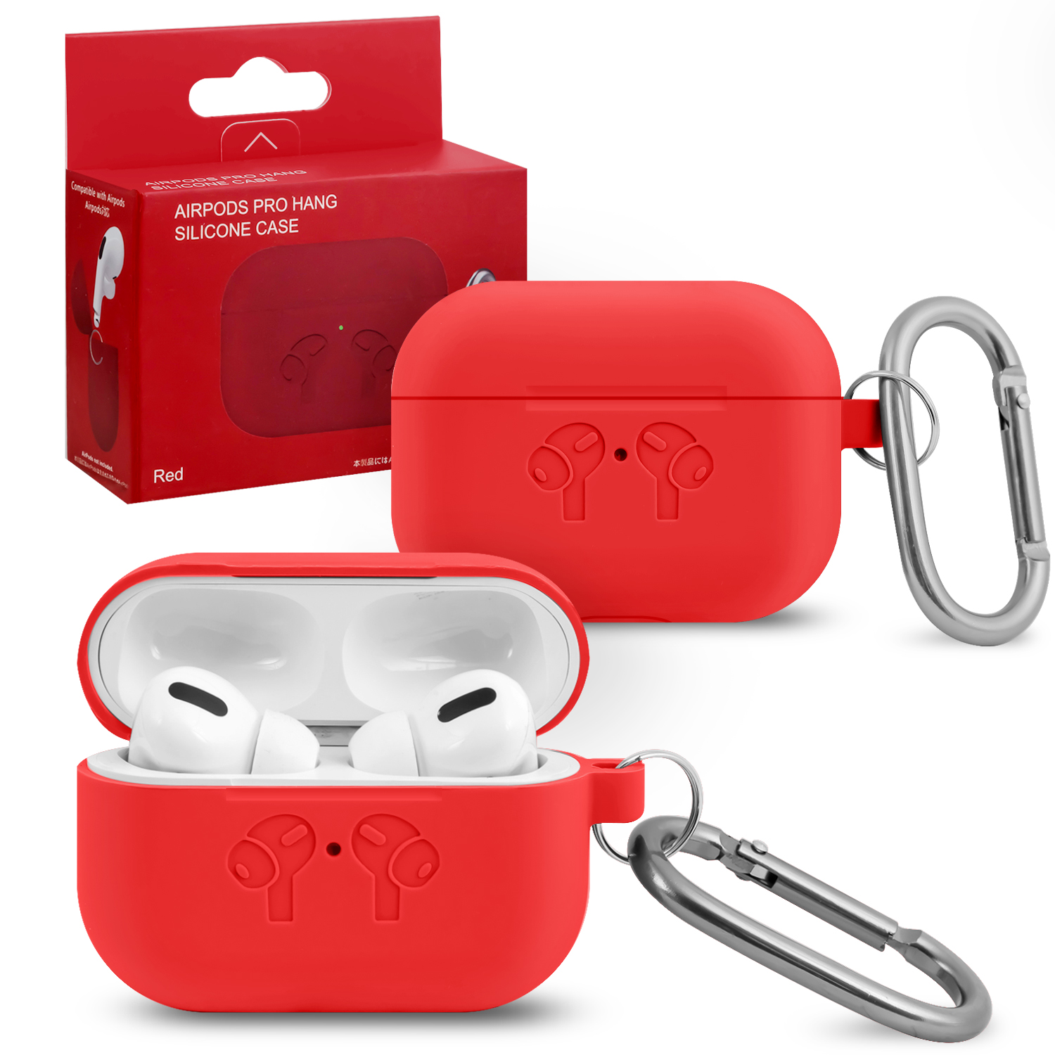 Чехол APods Pro Hang Silicon Сase с карабином   HF red