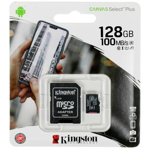 Micro SD 128GB Kingston Class 10 Canvas (100 Mb/s) с адаптером