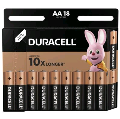 Батарейка Duracell Basic LR6 AA BL18 Alkaline 1.5V BE (18/180/27360)