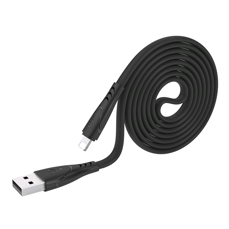 Кабель USB Lightning X42 анти-вандальный плоский 1m 2.4A HOCO черный