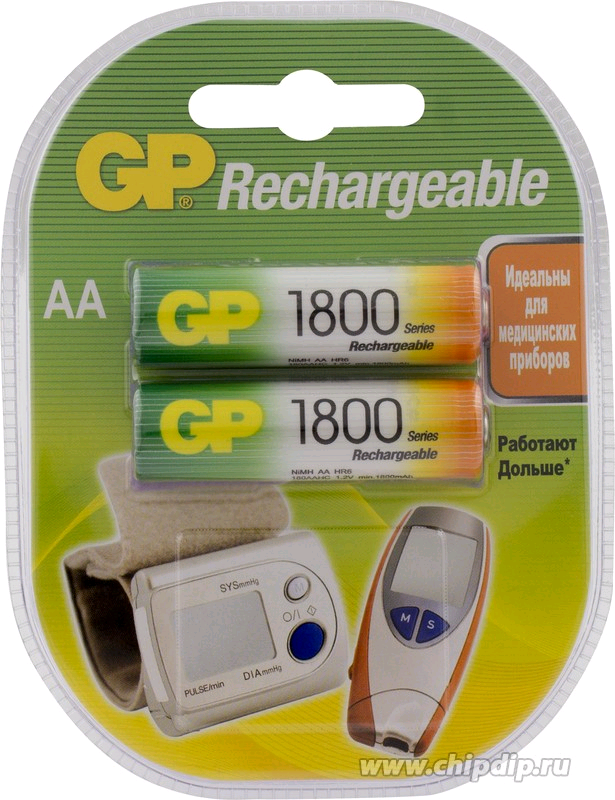 Аккумулятор бытовой GP R6 AA BL2 NI-MH 1800mAh в пластиковой упаковке (2/20/200)