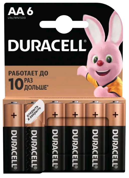 Батарейка щелочная DURACELL LR6 (AA) 1.5В бл/6 