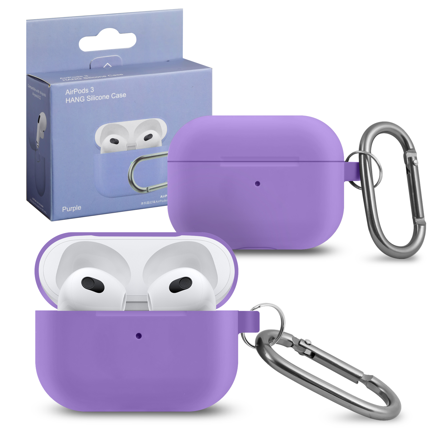 Чехол APods 3 Hang Silicon Case с карабином purple