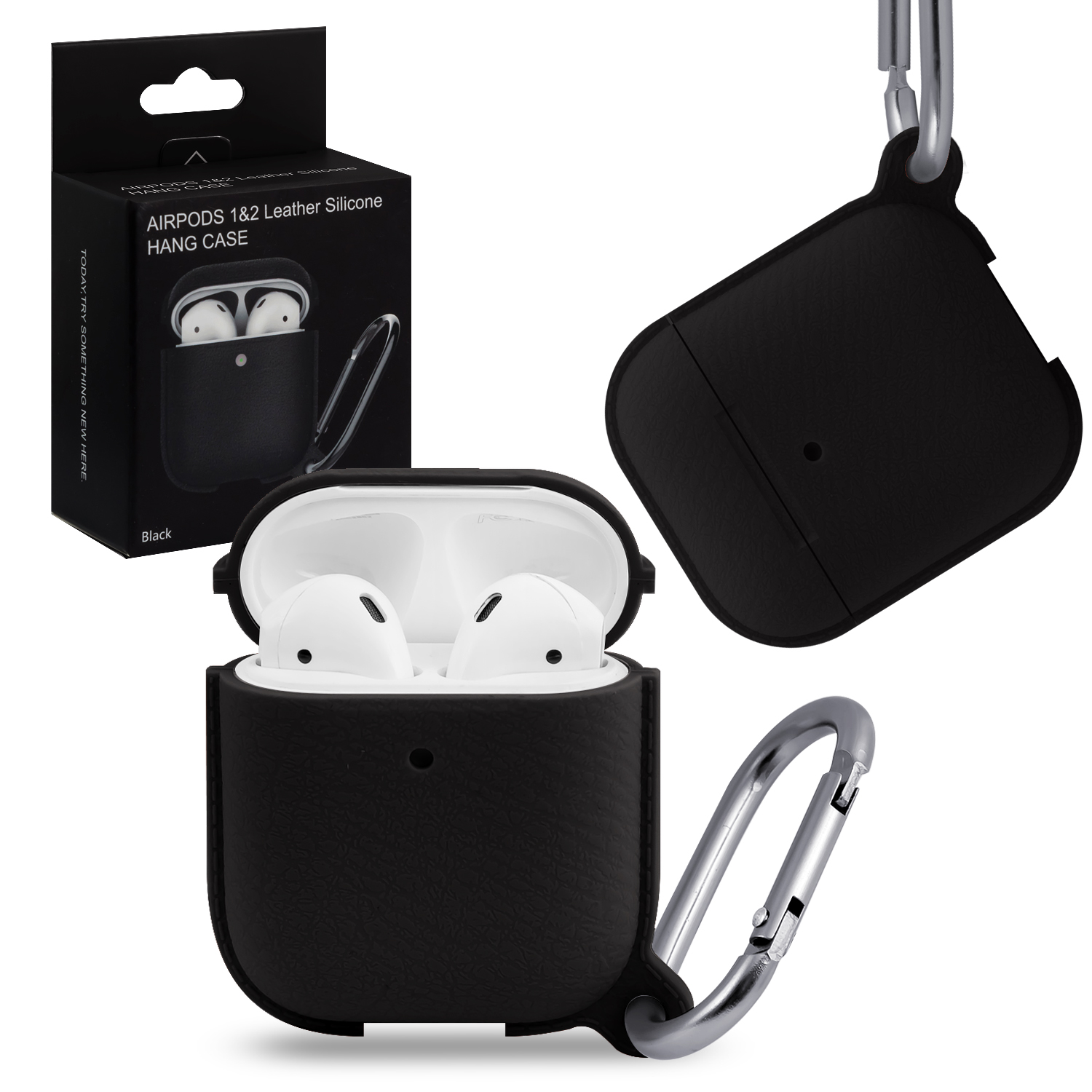 Чехол APods 1/2 leather Silicone Black 