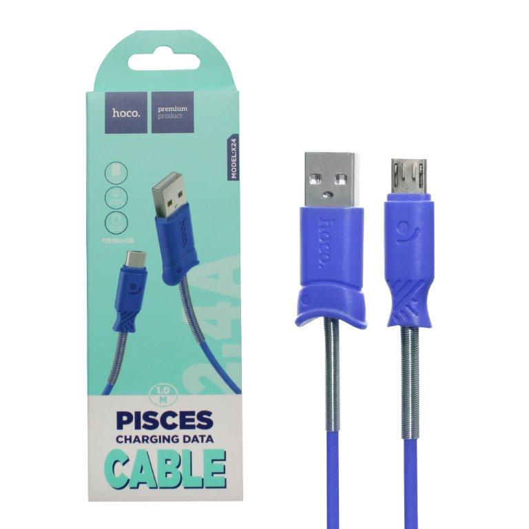 Кабель X24 USB Micro USB 1m HOCO синий