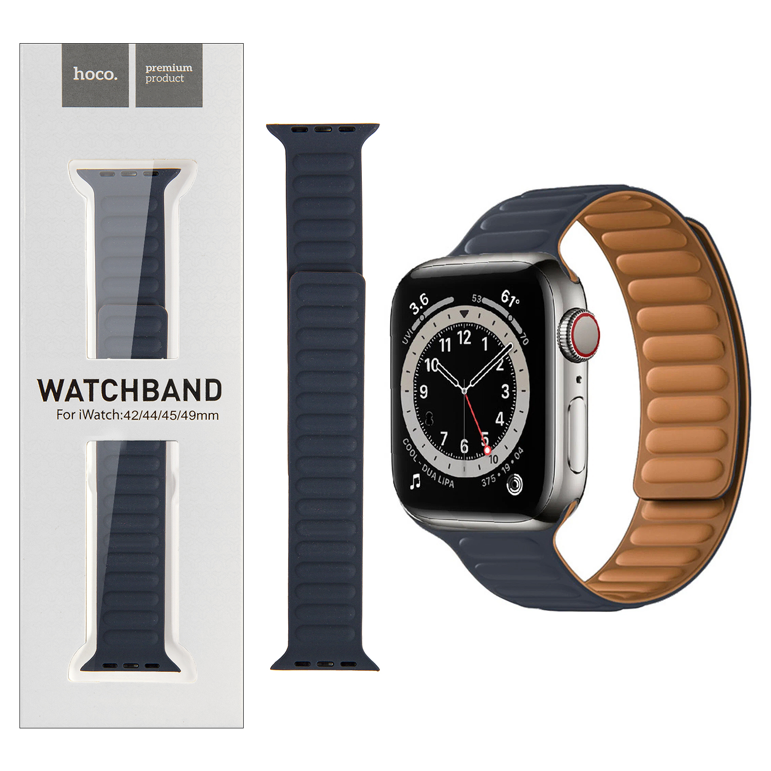 Ремешок для Apl watch 42/44/45mm Watchband WA21 Flexible series silicone indigo HOCO