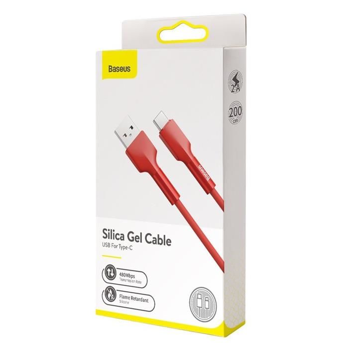 Кабель USB Type-C 2m 2A Silica Gel Cable Baseus красный