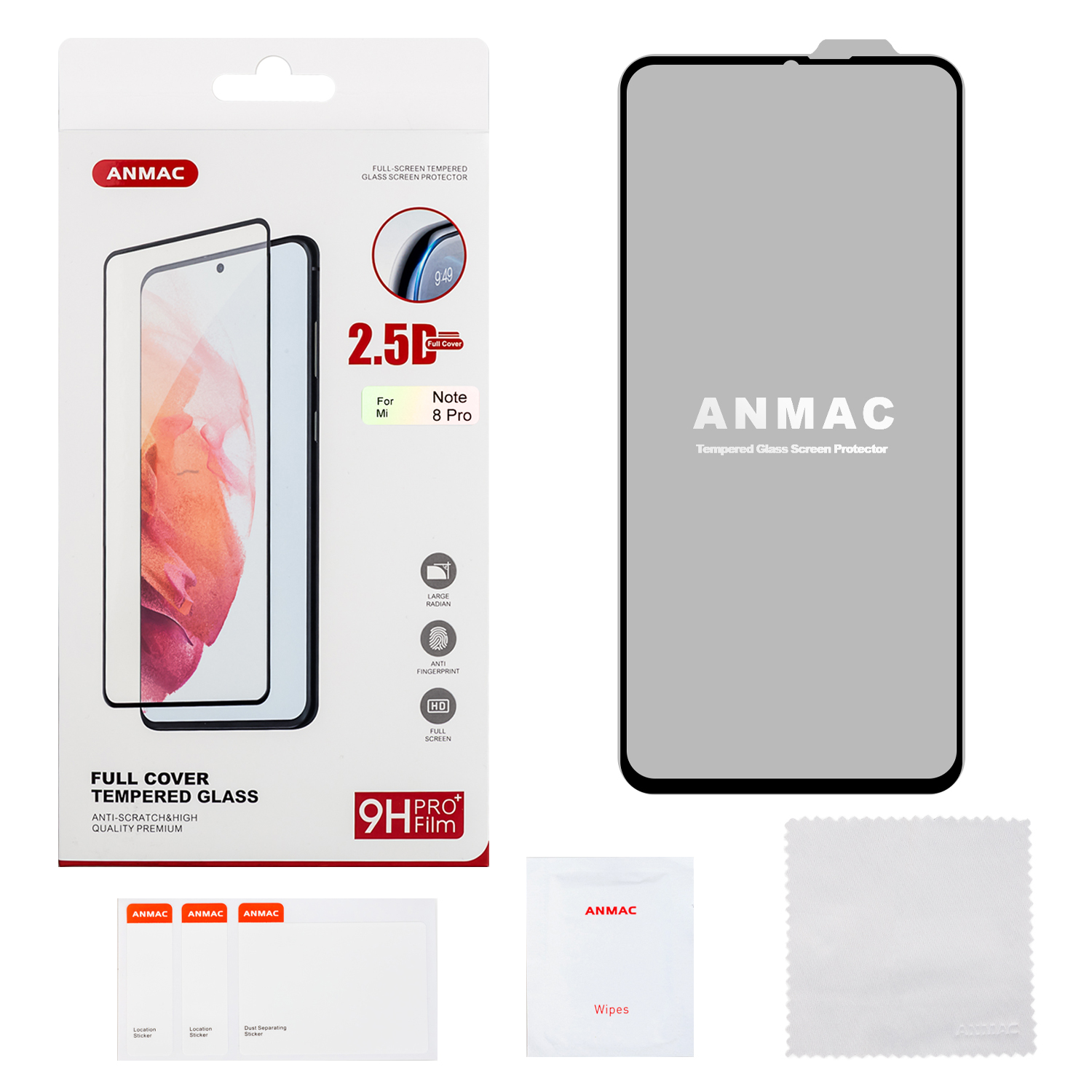 Защитное стекло Xiaomi Note 8 Pro Full Cover ANMAC Арт.1137364