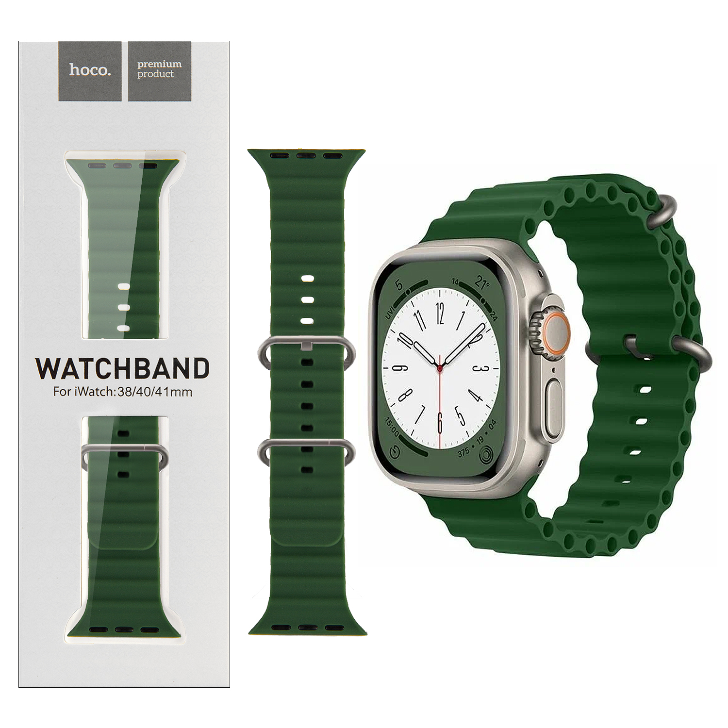 Ремешок для Apl watch 38/40/41mm Watchband WA12 Or. series marine double silicone alfalfa HOCO
