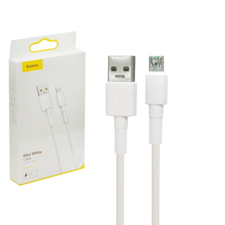 Кабель USB Micro USB 1m 4A Mini White Cable Baseus белый CAMSW-D02
