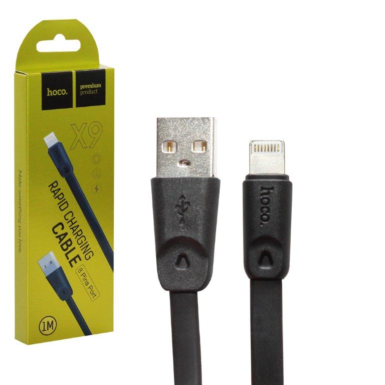 Кабель USB Lightning X9 1M плоский HOCO черный