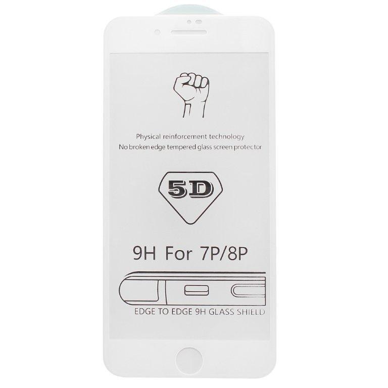 Защитное стекло iPh 7/8 Plus 5D 0.3mm без упаковки  белое (без возврата и обмена)