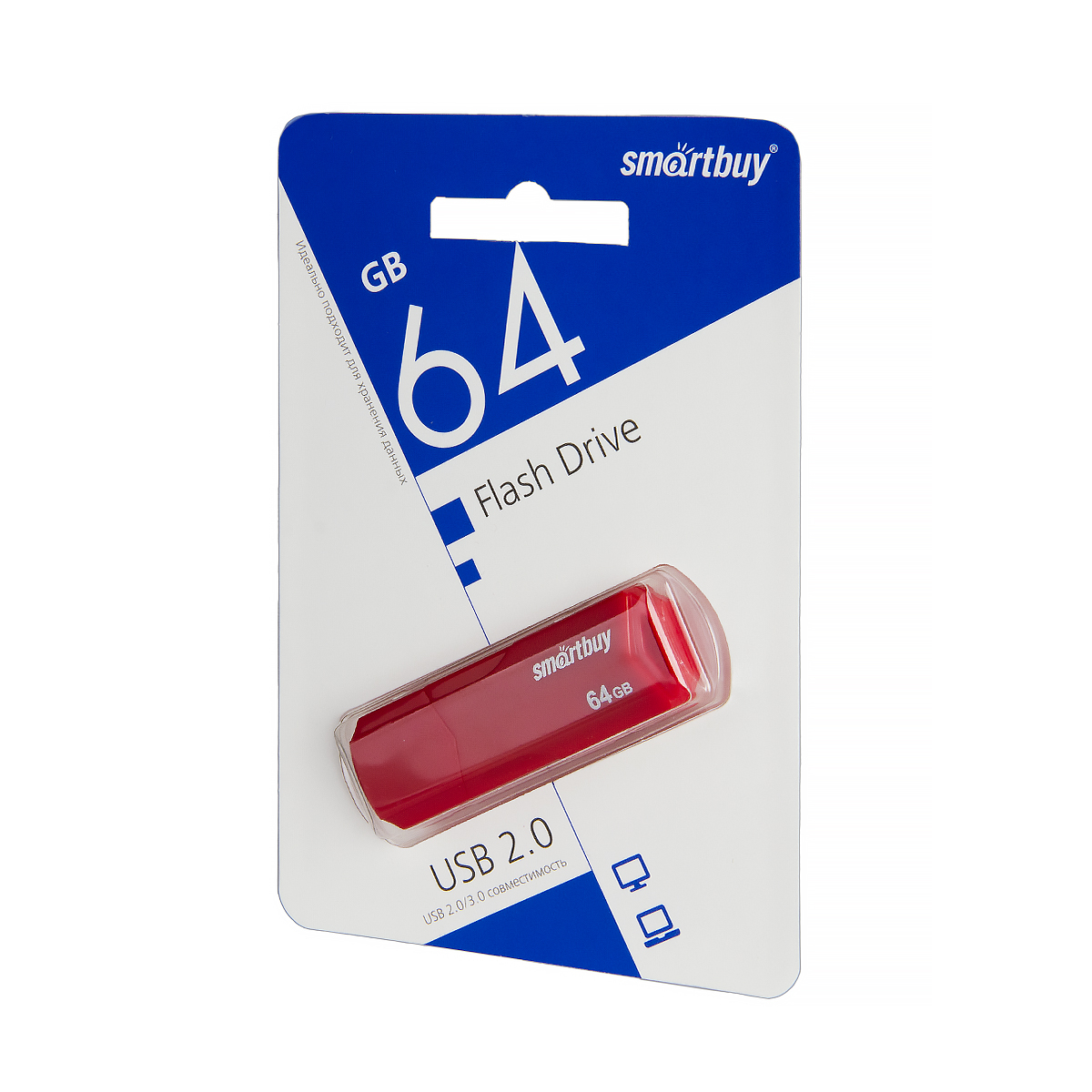 USB накопитель 64 GB Smart Buy Clue Red
