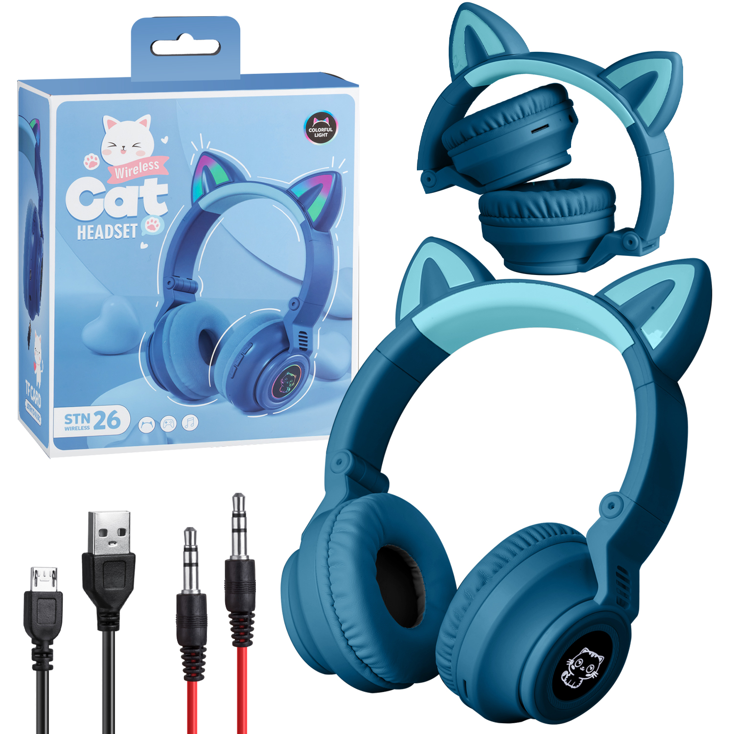 Наушники Bluetooth с ушами STN26  синие