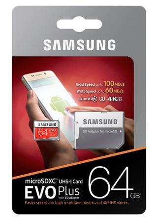 Micro SD 64GB Samsung Class 10 Evo Plus (100 Mb/s) + SD адаптер