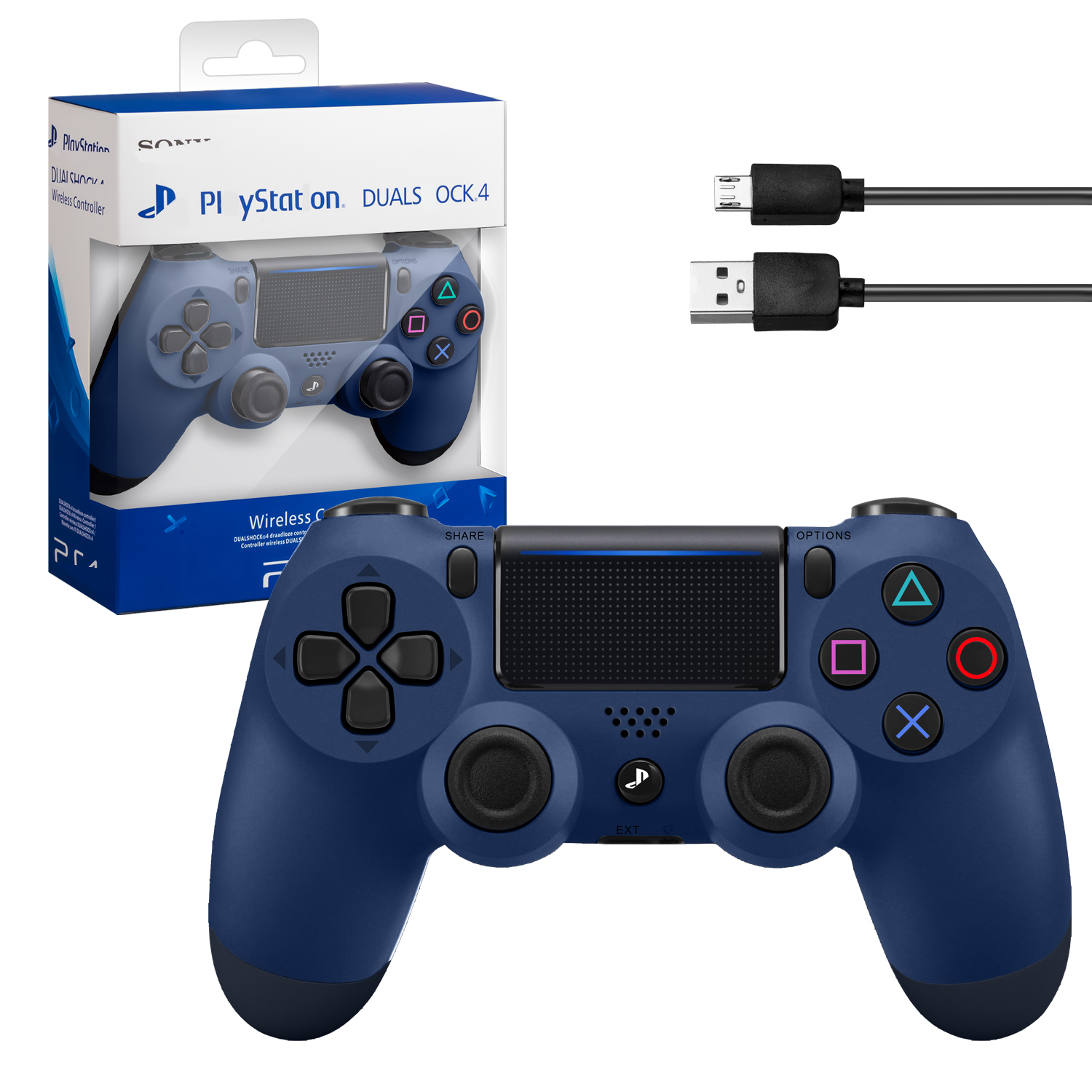 Джойстик PS4 DualShock беспроводной A темно синий (logo)