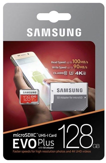Micro SD 128GB Samsung Class 10 Evo Plus (100 Mb/s) + SD адаптер