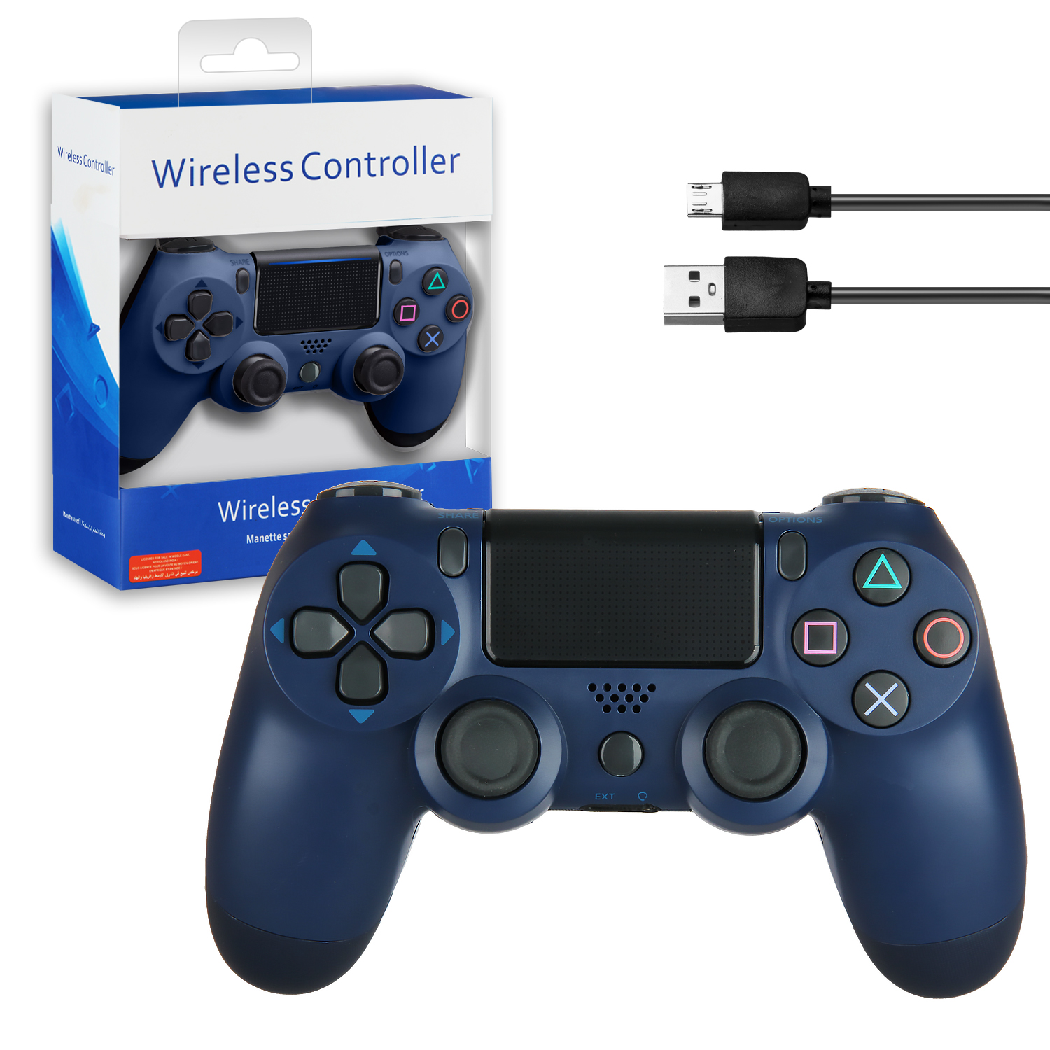 Джойстик PS4 DualShock беспроводной AA темно синий (no logo)
