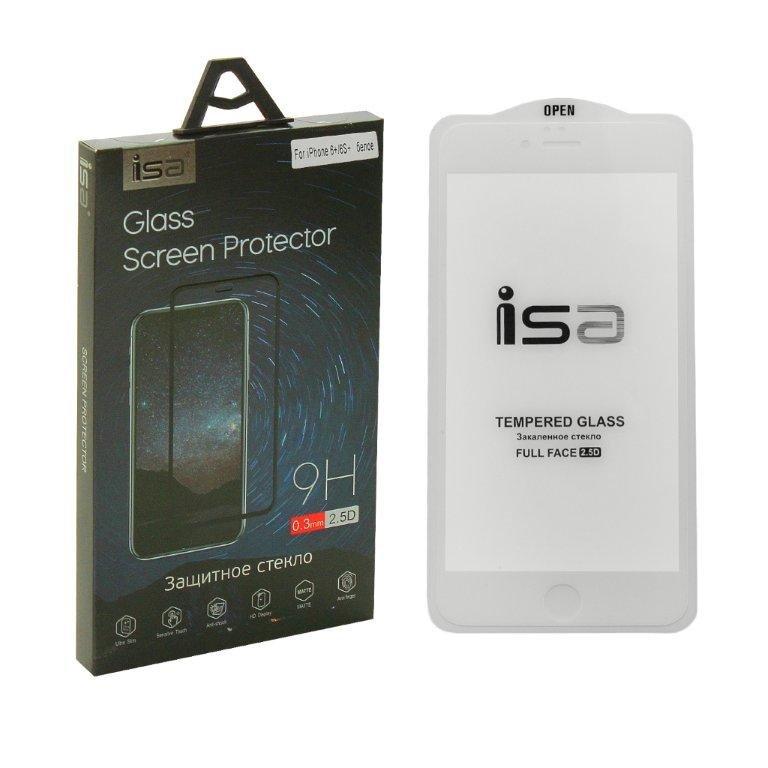 Защитное стекло IPh 6 Plus 2.5D 0.3 mm с рамкой ISA белое