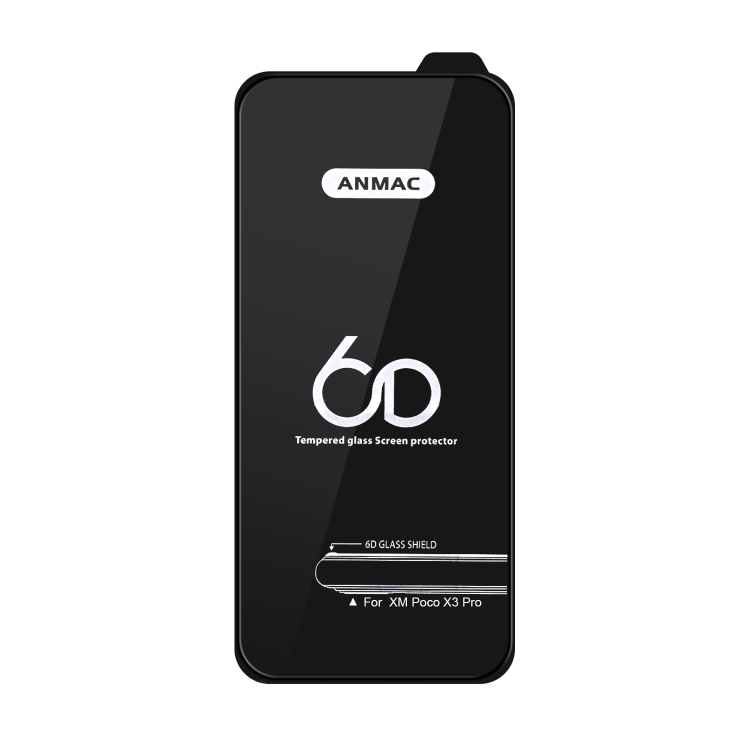 Защитное стекло XM Poco X3 Pro Anmac 6D Black без упаковки Арт.1137291